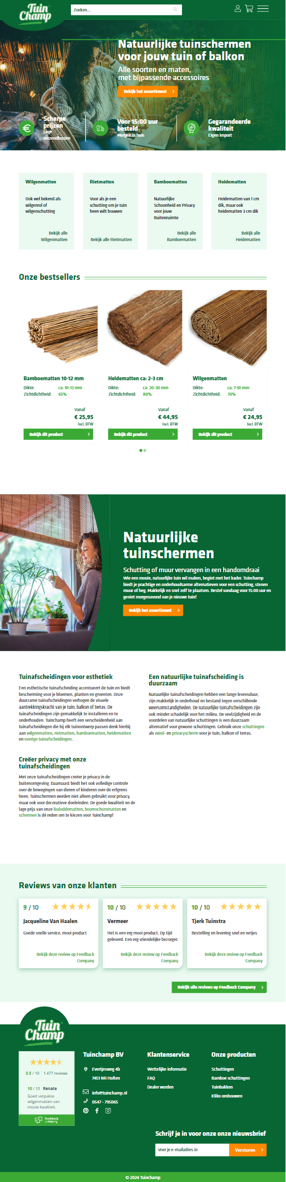 Tablet variant van de webshop van Tuinchamp