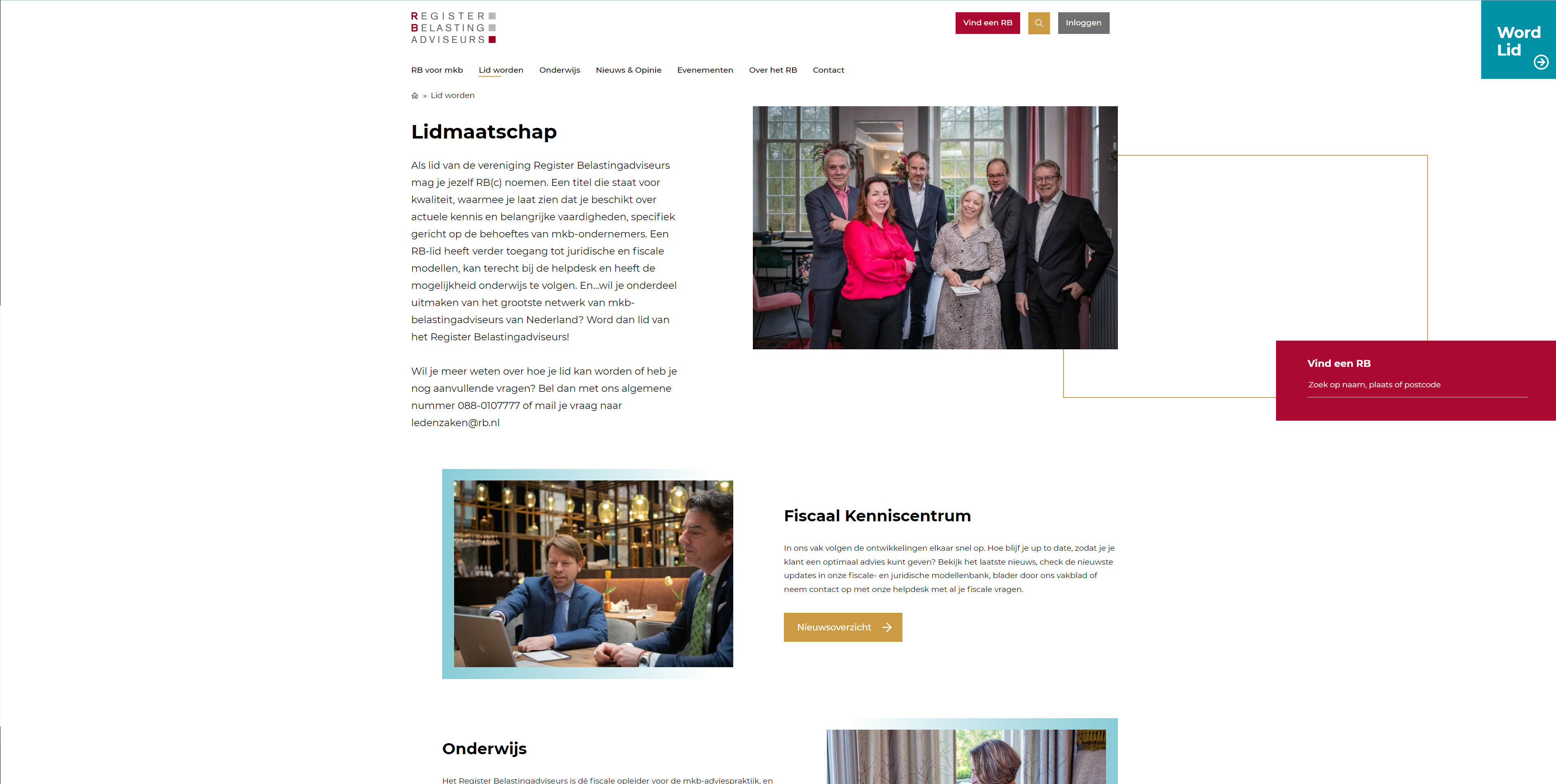 Lidmaatschap pagina website RB