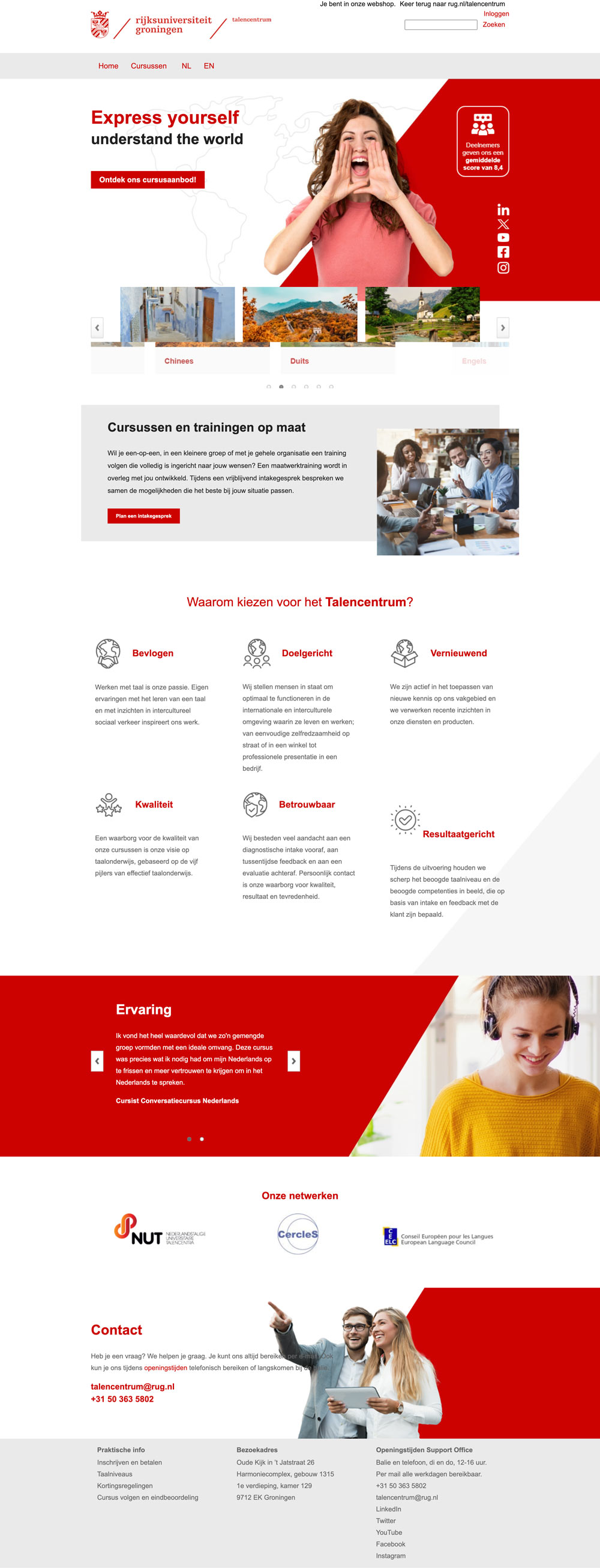 University of Groningen Talentcentrum Website