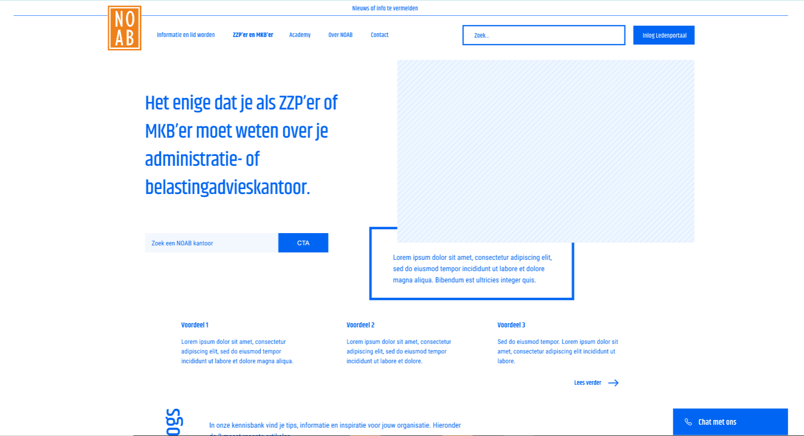 Wireframe voor de zoek een noabkantoor pagina