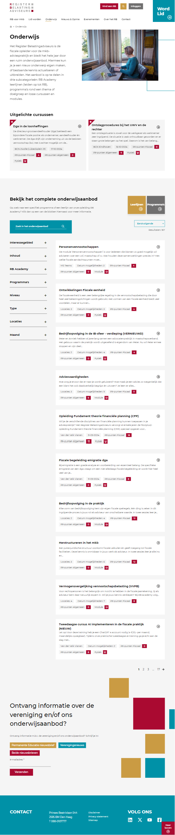 RB website cursusmanagement tablet formaat